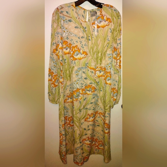 ASOS Midi Dress Floral Print Long Sleeve - Picture 1 of 2